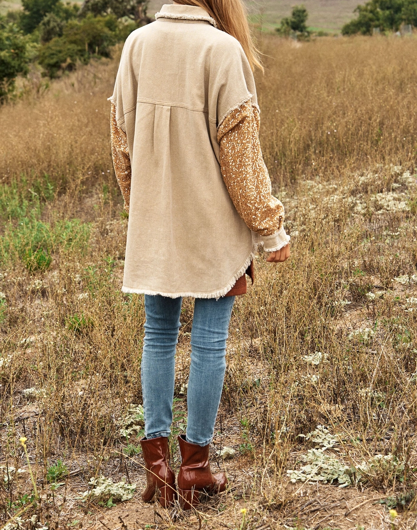 Gold sequence shacket