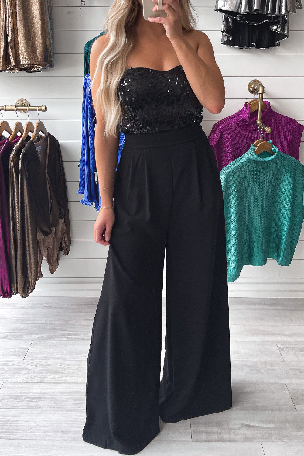 Black sequin jumpsuit