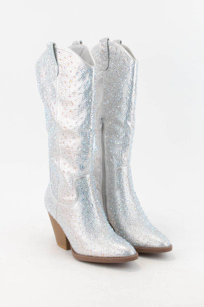 Silver bling boots