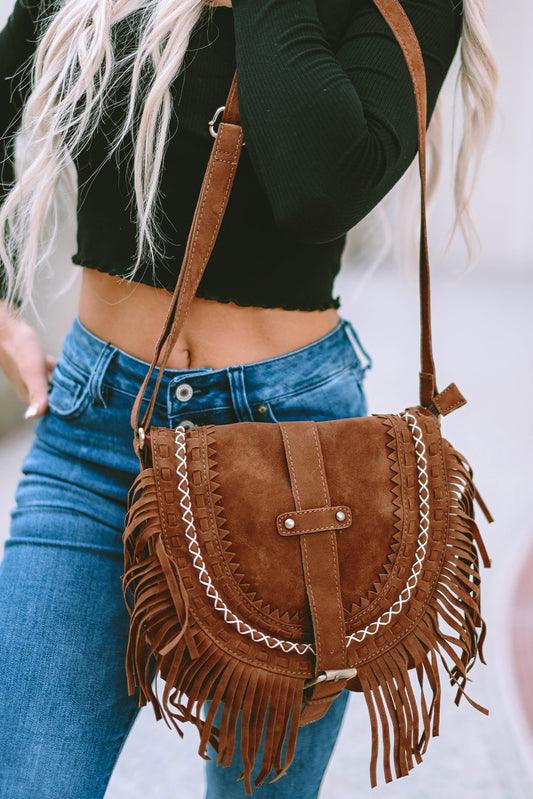 Chestnut fringe bag