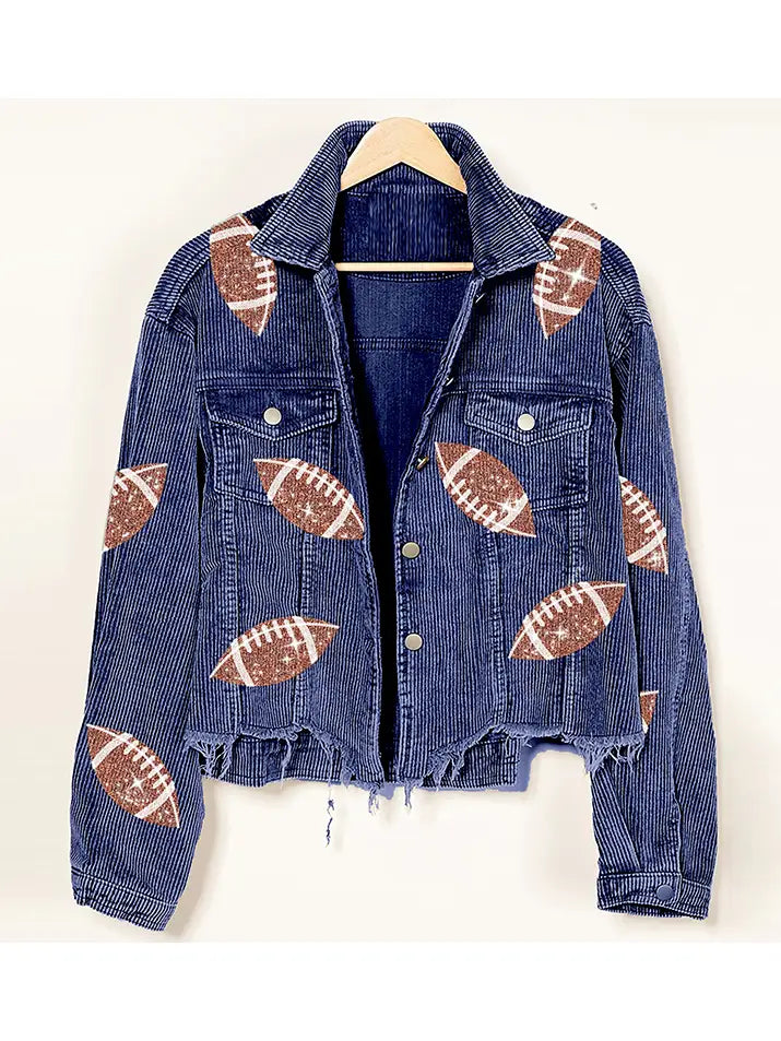 Black sequin football jacket