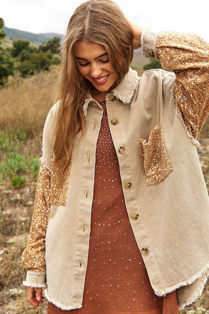 Gold sequence shacket